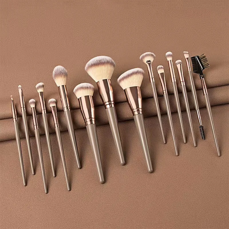 Rose gold makeup brush collection