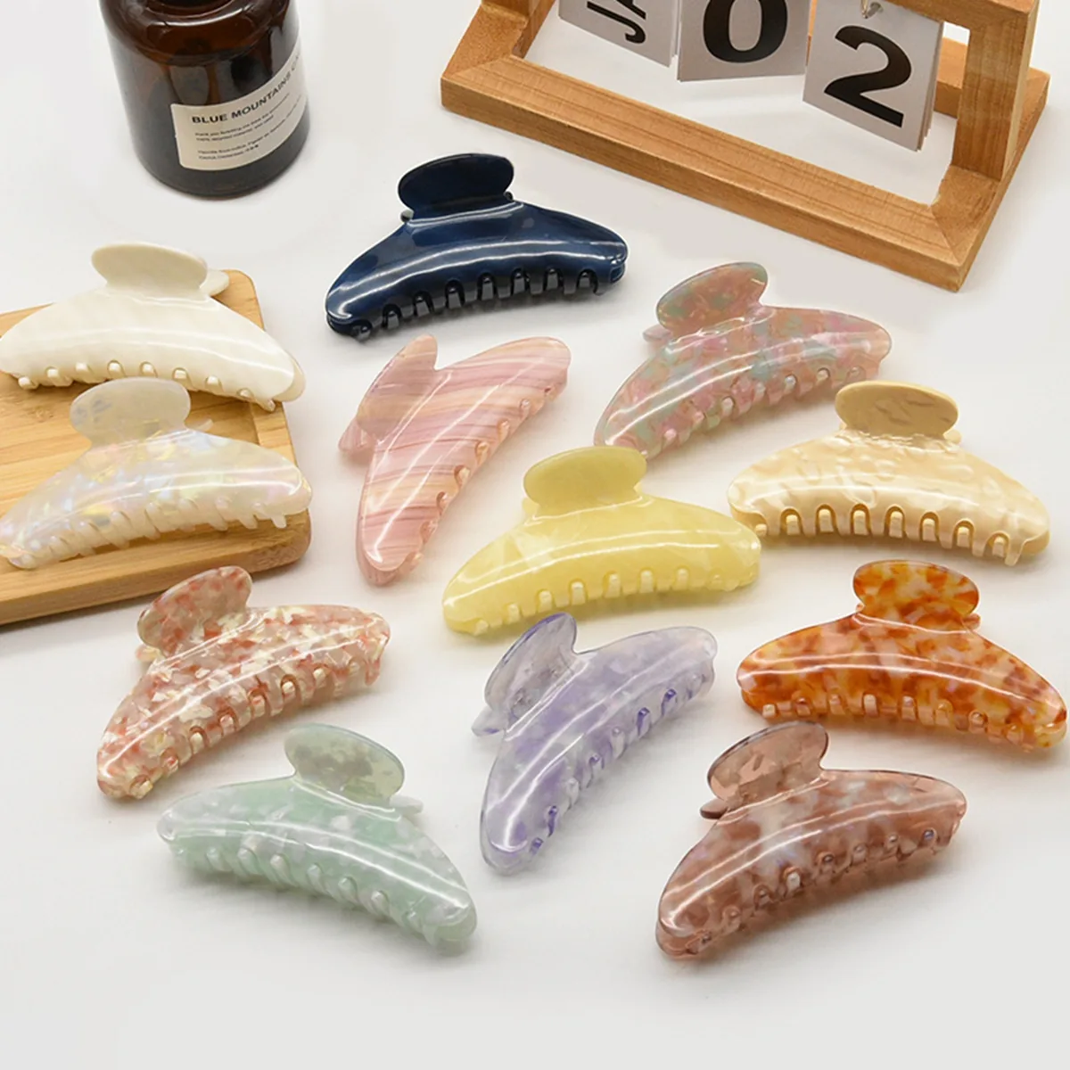 Colorful decorative hair claw assortment