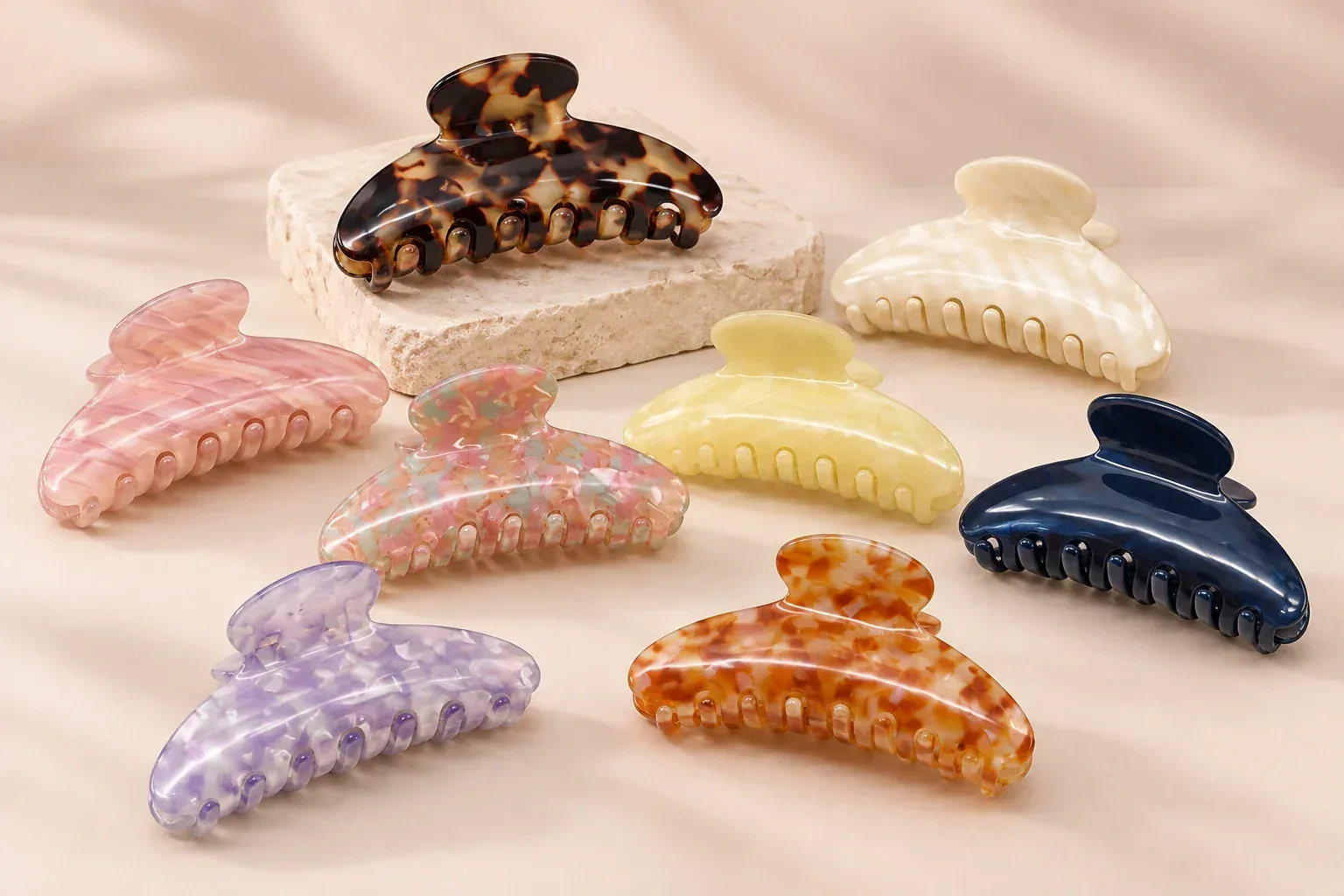 GAMBUR acetate hair claws in multiple colors and patterns